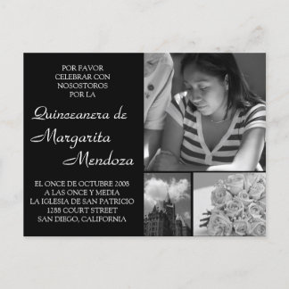 Adaptierbare Quinceanera-Einladung Tarjeta Einladungspostkarte