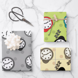 Adäquater Wecker in drei Farben Party Geschenkpapier Set