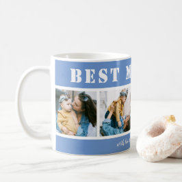 Add 4 Photo Best Mom Ever Blue Coffee Mug Kaffeetasse