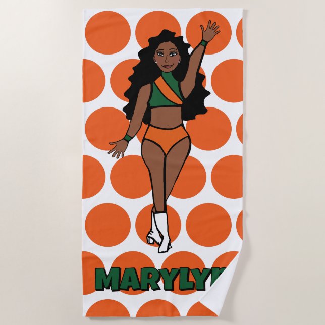 Add A Name  Beach Towel Green /Orange Strandtuch (Vorderseite)