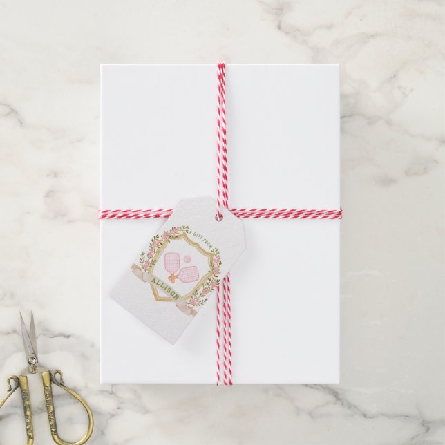 Add-a-Name Preppy-Pickle-Ball Personalisiert Geschenkanhänger (Mit Garn)