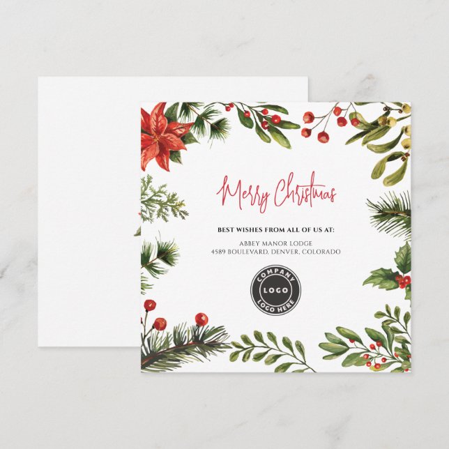 Add Business-Logo Frohe Weihnachtsfeiertage Mitteilungskarte (Vorne/Hinten)
