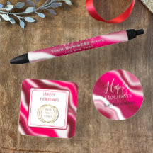 Add Business Logo Happy Holiday Candy Cane Red
