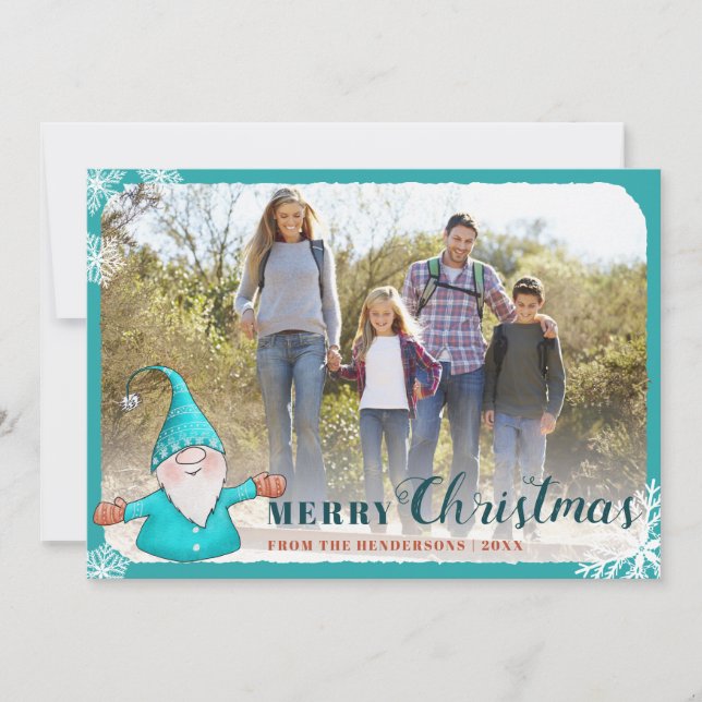 Add Family Foto Aquamarin Blue Gnome Weihnachten (Vorderseite)