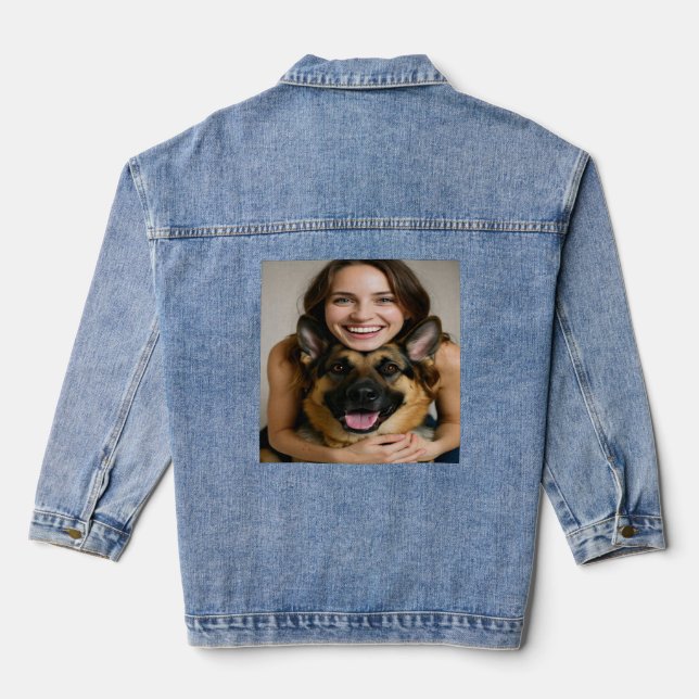 Add German Shepherd Photo Personalize Jeansjacke (Rückseite)
