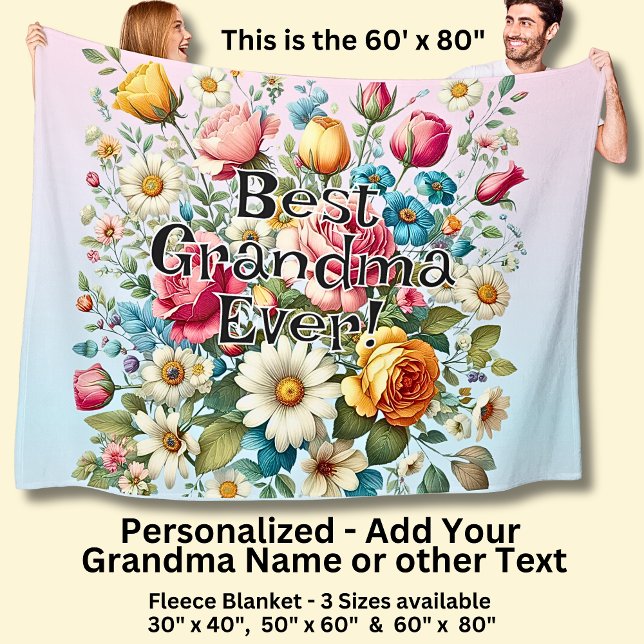 Add Grandma Name or Phrase - Best Grandma Ever! Fleecedecke (Von Creator hochgeladen)