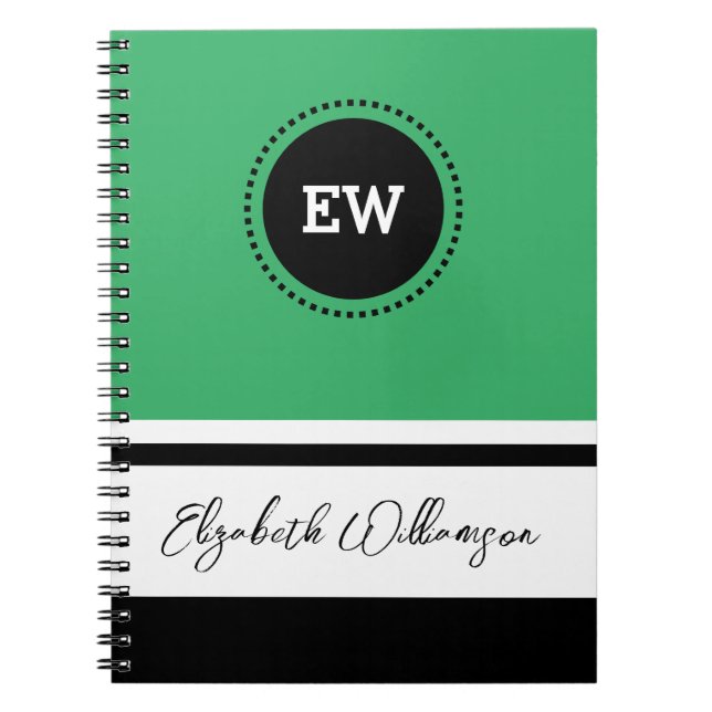 Add initials and name green and black notizblock (Vorderseite)