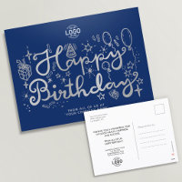 Add Logo Business Fun Doodle Silver Happy Birthday