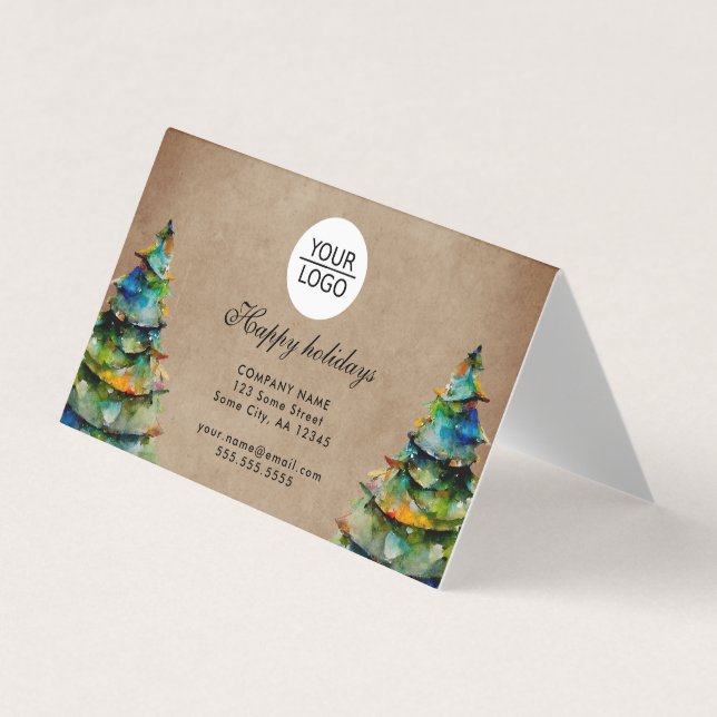 Add Logo Custom Text Christmas Tree 2026 Kalender Visitenkarten (Vorderseite)