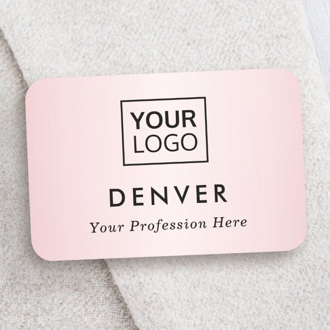 Add logo first name and title pink satin gradient namensschild (Add logo first name and title pink satin gradient tag)