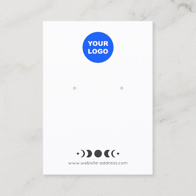 Add Logo Moon Phase Earring Display Business Card Visitenkarte (Vorderseite)