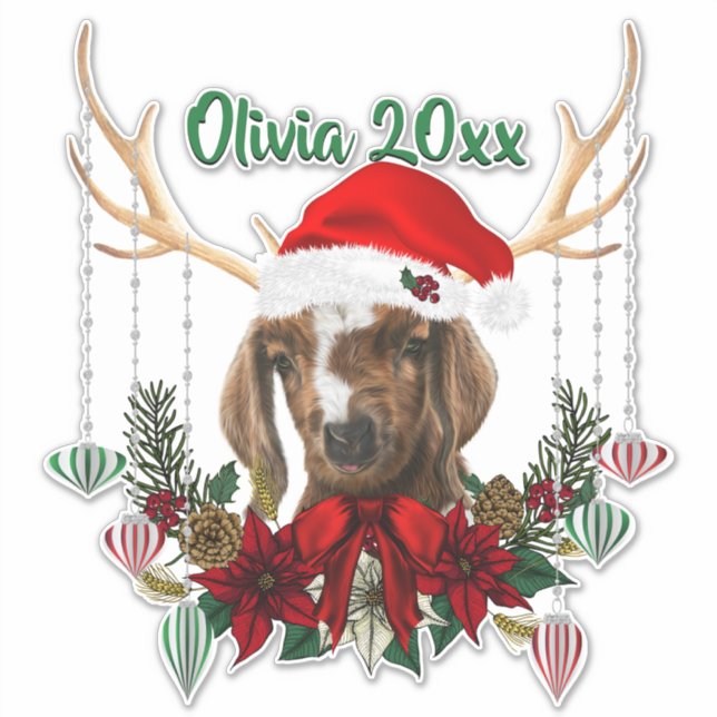 ADD NAME - Adorable Christmas Boer Kid Aufkleber (Vorderseite)