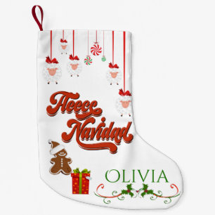 ADD NAME - Adorable Sheep Fleece Navidad Kleiner Weihnachtsstrumpf