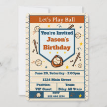 Add Name - Baseball Birthday Invitation for Boys