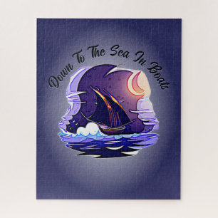 Add Name Ihr Text, Segelschiff, Wolken Mond Blau