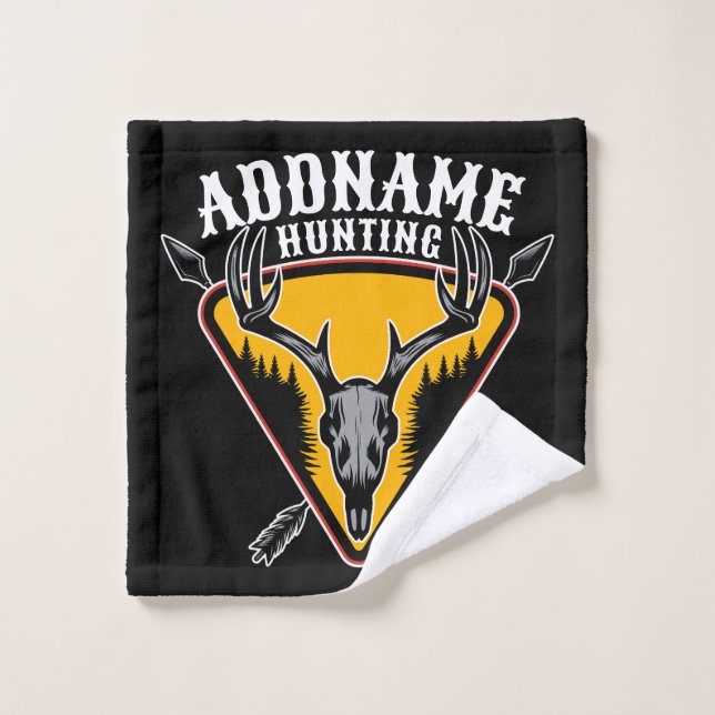 ADD NAME Junter Elk Skull Big Antlers Hirsche Jagd Badhandtuch Set (Waschlappen)