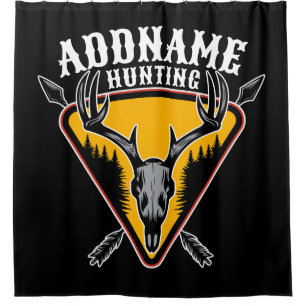 ADD NAME Junter Elk Skull Big Antlers Hirsche Jagd Duschvorhang