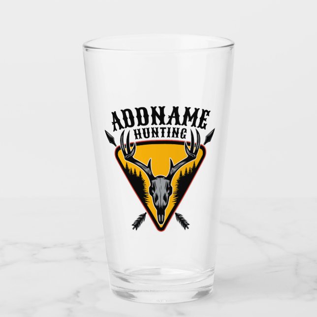 ADD NAME Junter Elk Skull Big Antlers Hirsche Jagd Glas (Vorderseite)