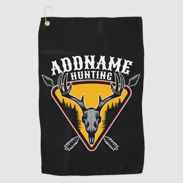 ADD NAME Junter Elk Skull Big Antlers Hirsche Jagd Golfhandtuch (Vorderseite)