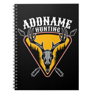 ADD NAME Junter Elk Skull Big Antlers Hirsche Jagd Notizblock