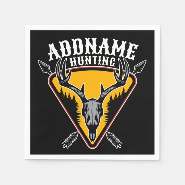 ADD NAME Junter Elk Skull Big Antlers Hirsche Jagd Serviette (Vorderseite)