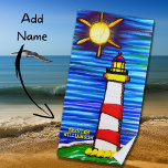 Add Name, Lighthouse in the Sun, Red Yellow Blue  Strandtuch<br><div class="desc">Lighthouse in the Sun,  Beach Towel  - - See more great beach towels in my store.</div>