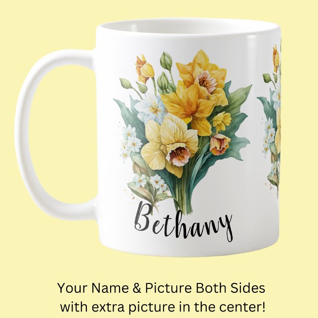 Add Name or Text, Yellow Daffodils with Green Leaf Kaffeetasse (Von Creator hochgeladen)