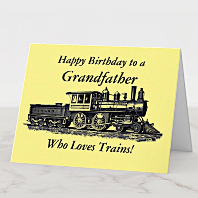 Add Name Personalize Railway Grandfather Birthday Karte (Von Creator hochgeladen)