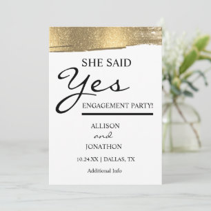 Add Name Sie sagte Ja Gold Glitter Hochzeits-Einla Einladung