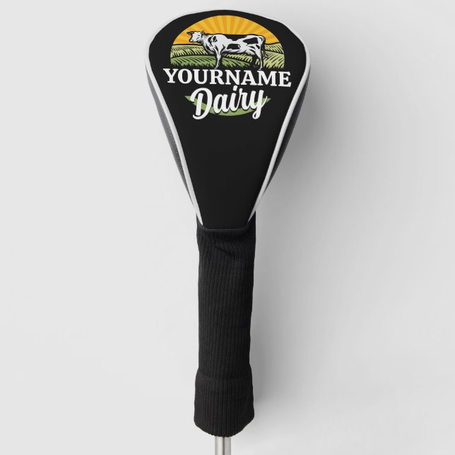 ADD NAME Sunset Dairy Farm Grazing Holstein Kuh Golf Headcover (Vorderseite)