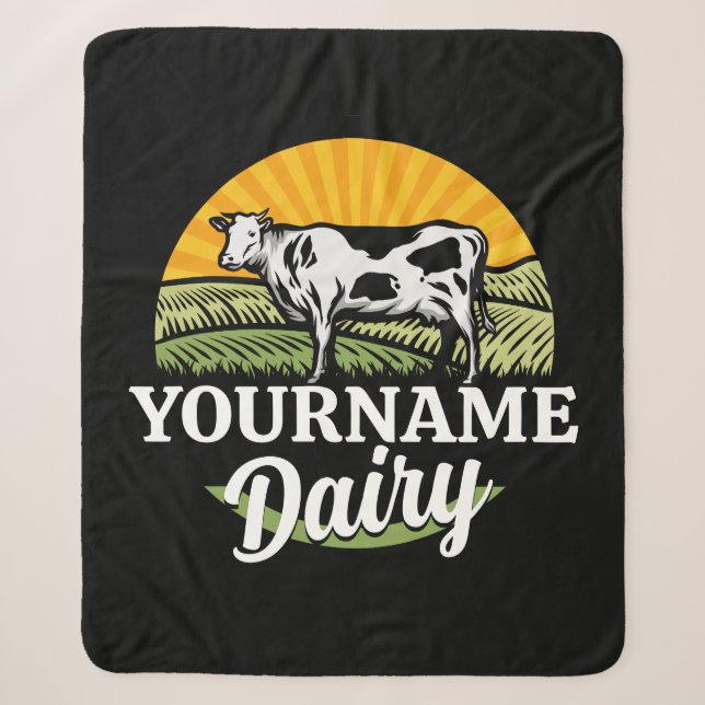 ADD NAME Sunset Dairy Farm Grazing Holstein Kuh Sherpadecke (Vorderseite)
