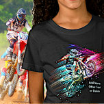 Add Name Text (or Delete) Motocross Bike Rider     T-Shirt<br><div class="desc">Add the Name,  - or other text,  - or just blank to delete any/all text,   on this spectacular Motocross Rider - - see my store for more great Motocross,  Motorcycle,  BMX,  Mountian Bike,  Scooter and Skateboard Gift Ideas.</div>