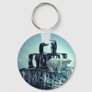 Add Own SLOGAN To Save Arctic Polar Bear Planet Schlüsselanhänger