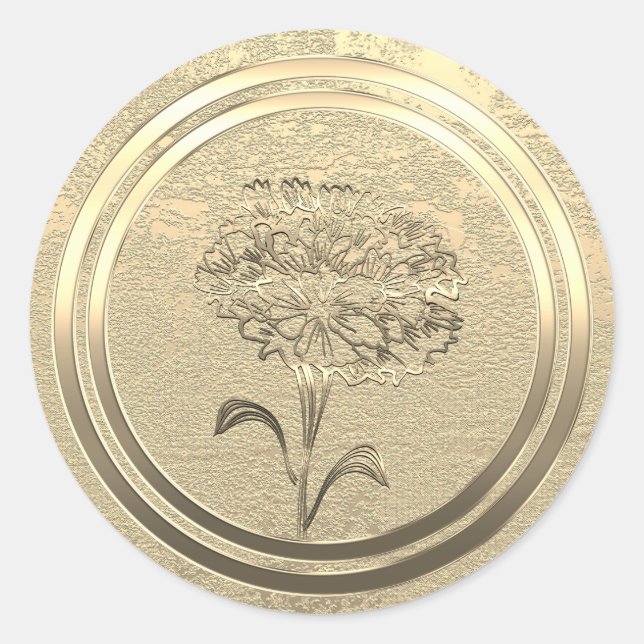 Add Text Gold Carnation January Runder Aufkleber (Vorderseite)