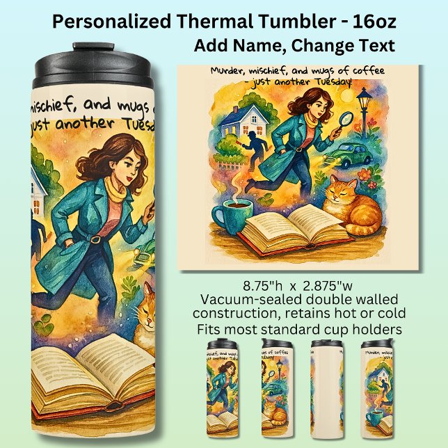 Add Text Name, Murder Mischief Coffee Thermosbecher (Von Creator hochgeladen)
