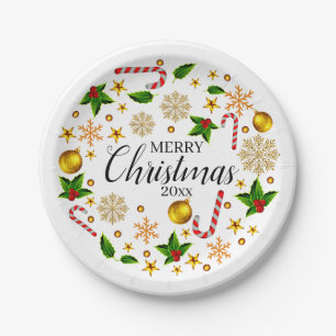 Add Year Frory Christmas 20xx Weihnachtsthema 7" Pappteller