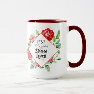 ADD Year Geboren AGE Geburtstagsgeschenk für Rose Tasse