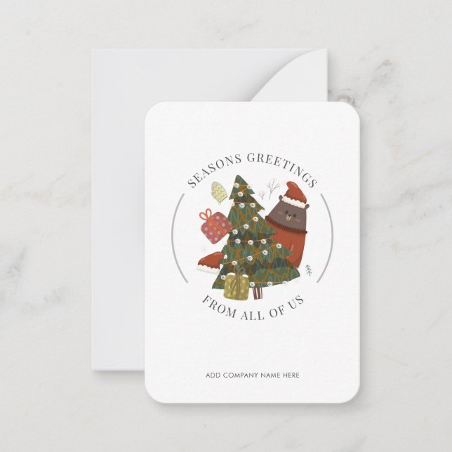 Add Your Business Logo Budget Corporate Weihnachte Mitteilungskarte (Vorderseite)