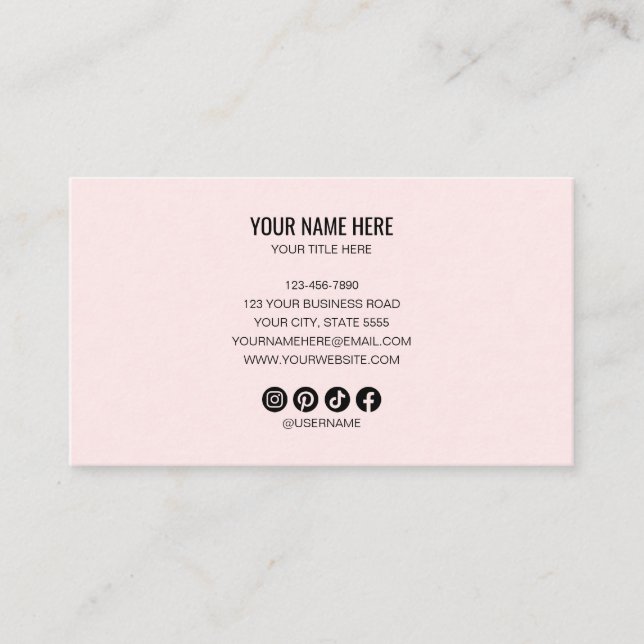 Add your custom logo circle professional Pink Visitenkarte (Vorderseite)