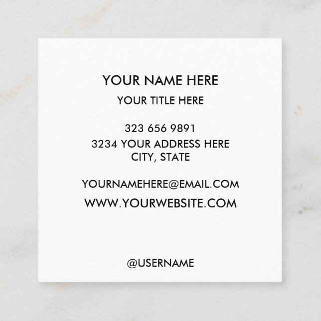 Add your custom logo circle  white quadratische visitenkarte (Rückseite)