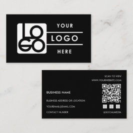 Add Your Custom Logo Rectangle Professional Black Visitenkarte