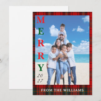 Add Your Image Custom Tartan Background Feiertagskarte