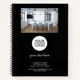 Add your Logo Custom Text Black Promotion Photo  Notizbuch