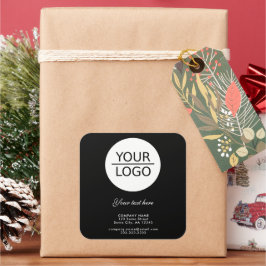 Add your Logo with Custom Text Promotion Black Quadratischer Aufkleber