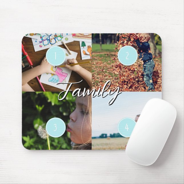 Add Your Own 4 Family Photos collage mouse pad Mousepad (Mit Mouse)