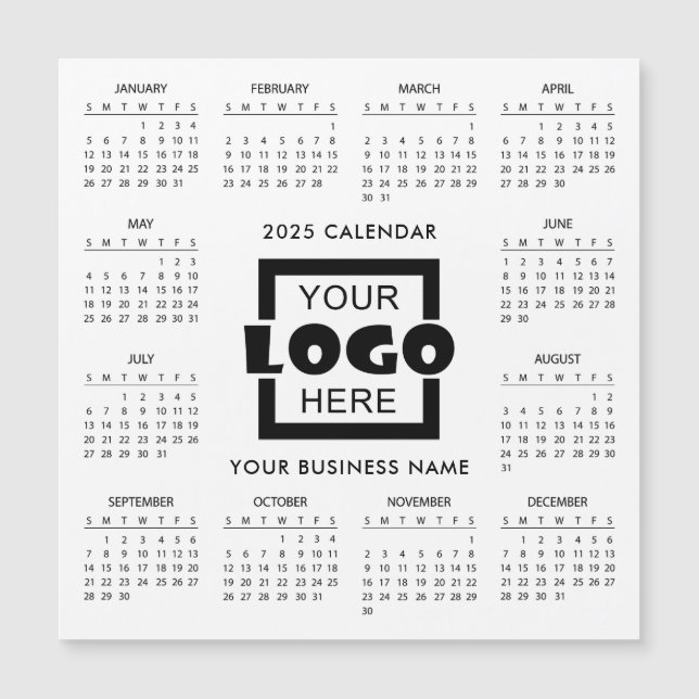 Add your own business logo 2025 Calendar | Magnet (Vorderseite)
