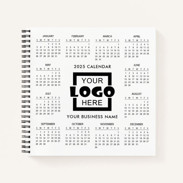 Add your own Business Logo 2025 Calendar Notebook Notizbuch (Vorderseite)