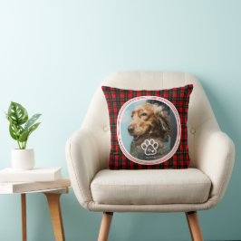 Add Your Own Dog Pets Photo Monogram Name Tartan Kissen