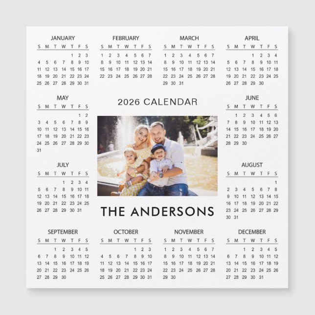 Add Your Own Family Photo 2026 Calendar | Magnet (Vorderseite)