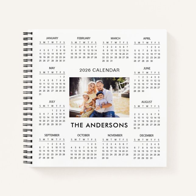 Add Your Own Family Photo 2026 Calendar |  Notizbuch (Vorderseite)